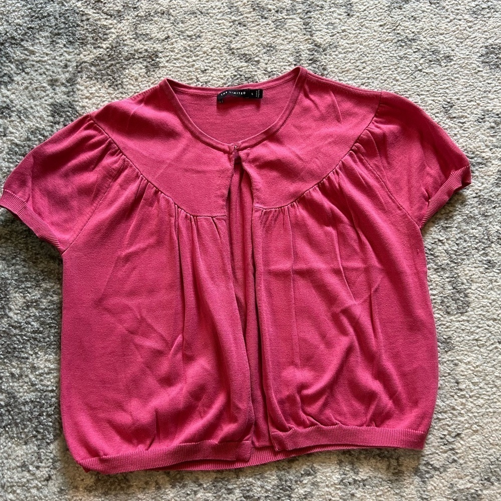 The Limited Pink Empire Waist Hook & Eye Cotton Cardigan Women’s Size L